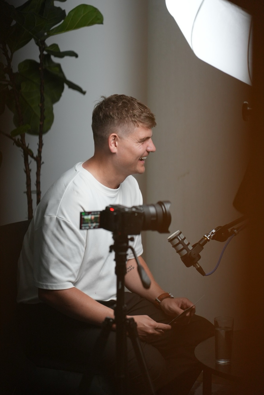 Daniel Petch recording an interview